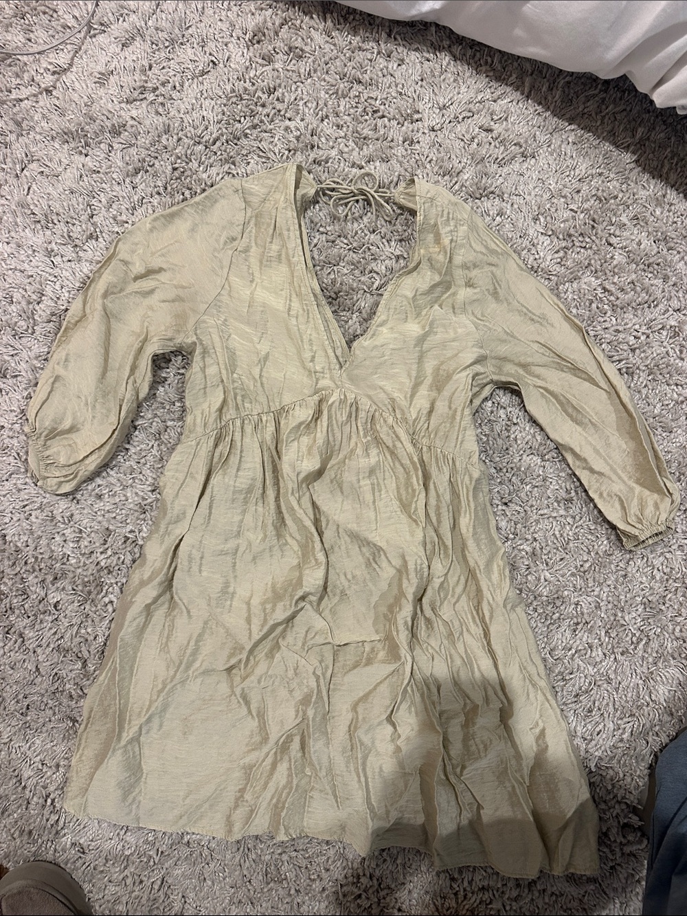H&M Light Cream V-Neck Mini Dress